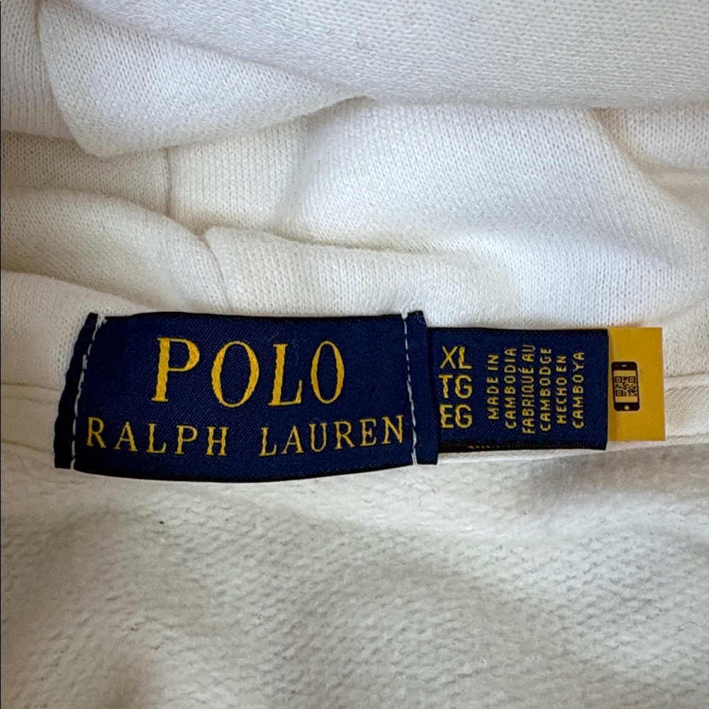 Polo Ralph Lauren Cream Embroidered Big Pony Logo Hoodie – Men’s XL - Picture 5 of 12